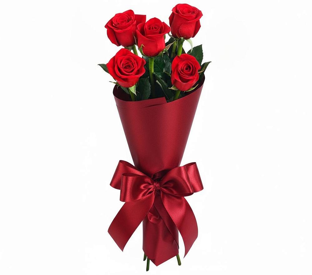Букет 5 Красных роз Эдлесс Лав в Бешпагире