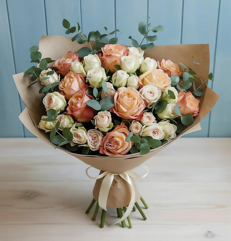 Букет цветов из: Альстромерии и Розы в Бешпагире