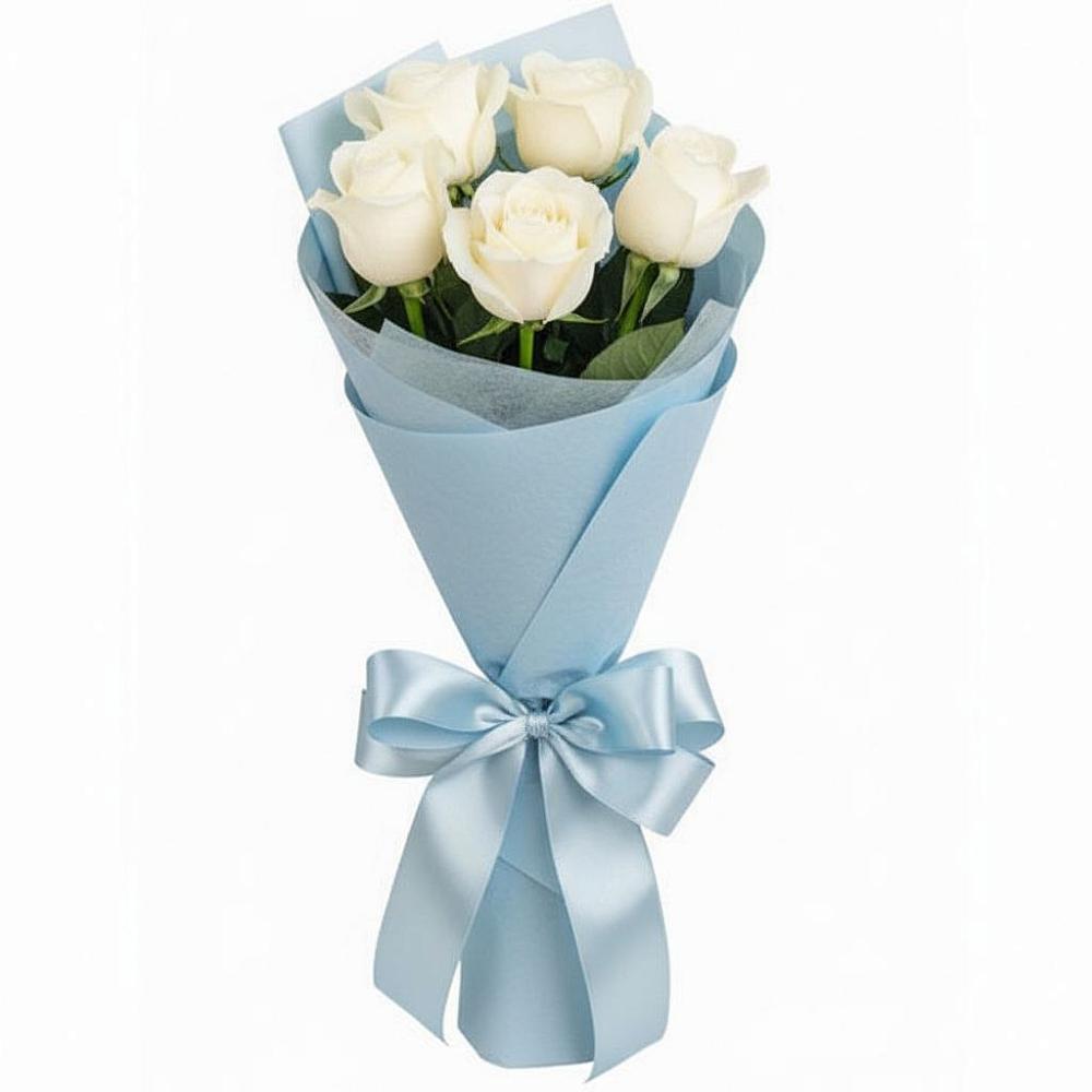 Букет 5 Белых роз Проуд в Бешпагире