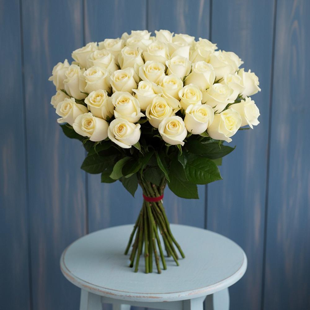 Букет 51 Белая роза Эдлесс Лав в Бешпагире