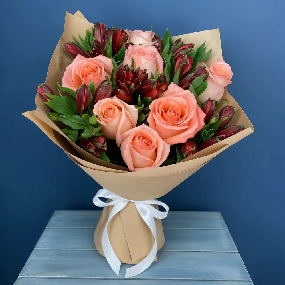 Букет цветов из: Розы и Альстромерии в Бешпагире