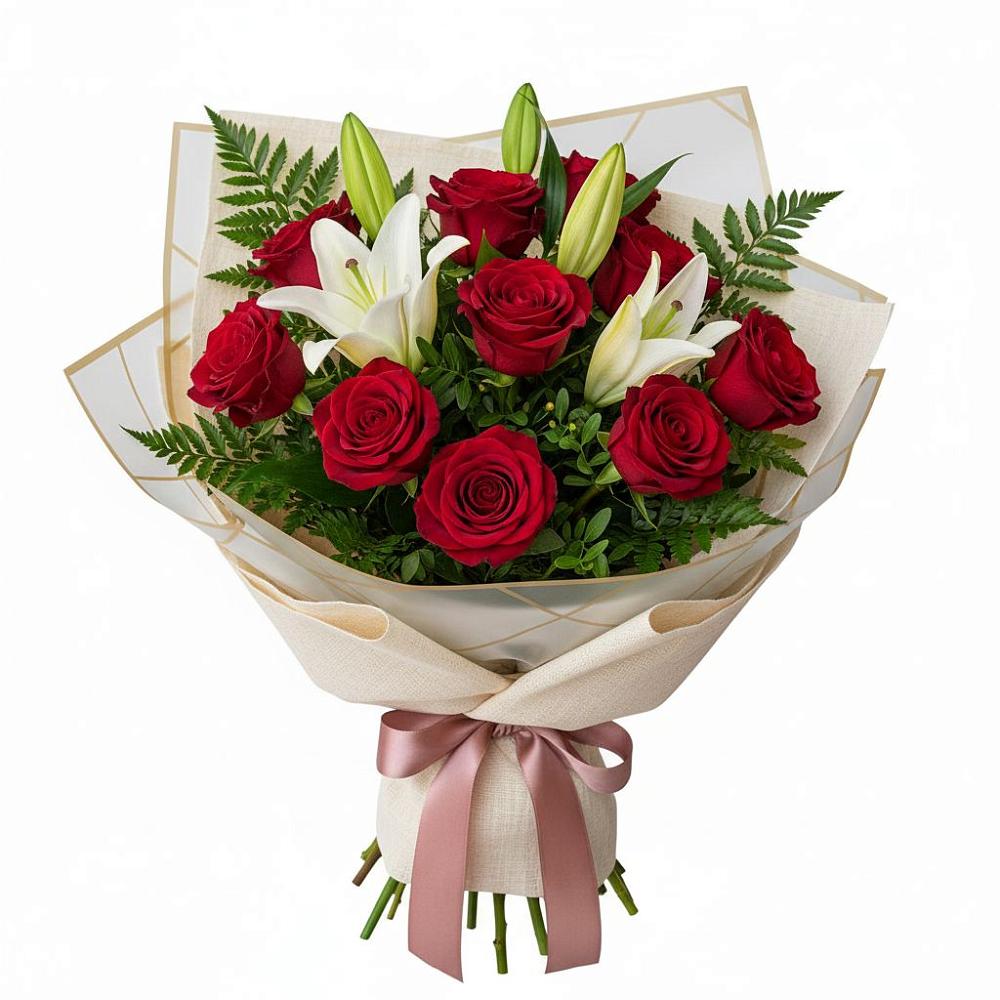 Букет цветов из: Лилии и Розы в Бешпагире