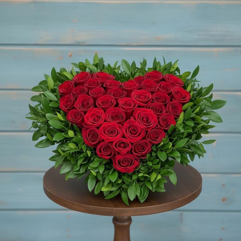 Цветочная композиция из Розы в виде сердца в Бешпагире