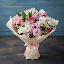 Букет цветов из:  Хризантемы, Альстромерии и Розы в Бешпагире