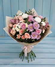 Букет цветов из:  Хризантемы, Розы и Альстромерии в Бешпагире