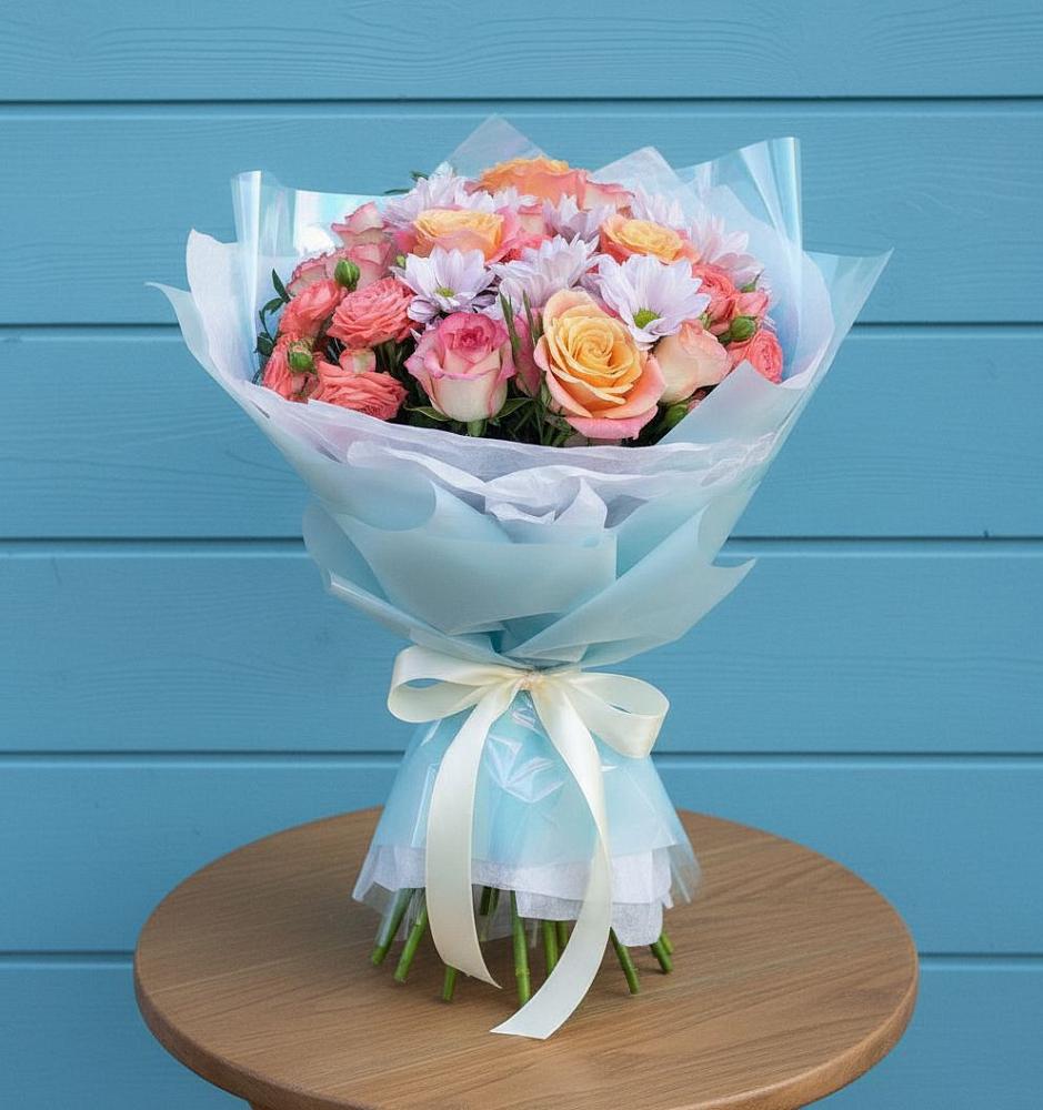 Букет цветов из: Хризантемы и Розы в Бешпагире