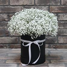 Цветочная композиция из Гипсофила в шляпной коробке в Бешпагире
