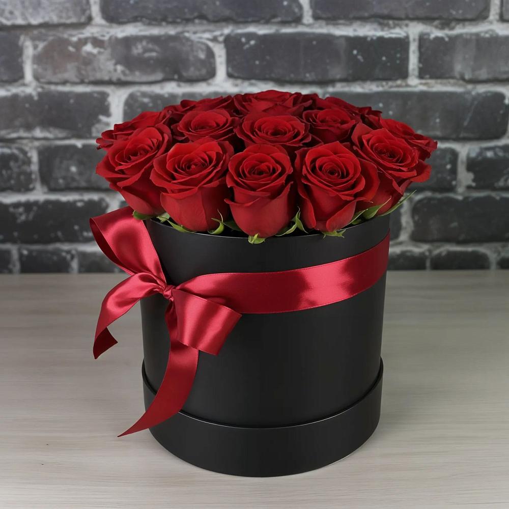 Цветочная композиция из Розы в шляпной коробке в Бешпагире