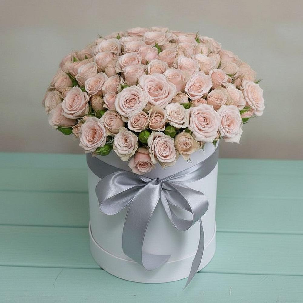 Цветочная композиция из Розы в шляпной коробке в Бешпагире